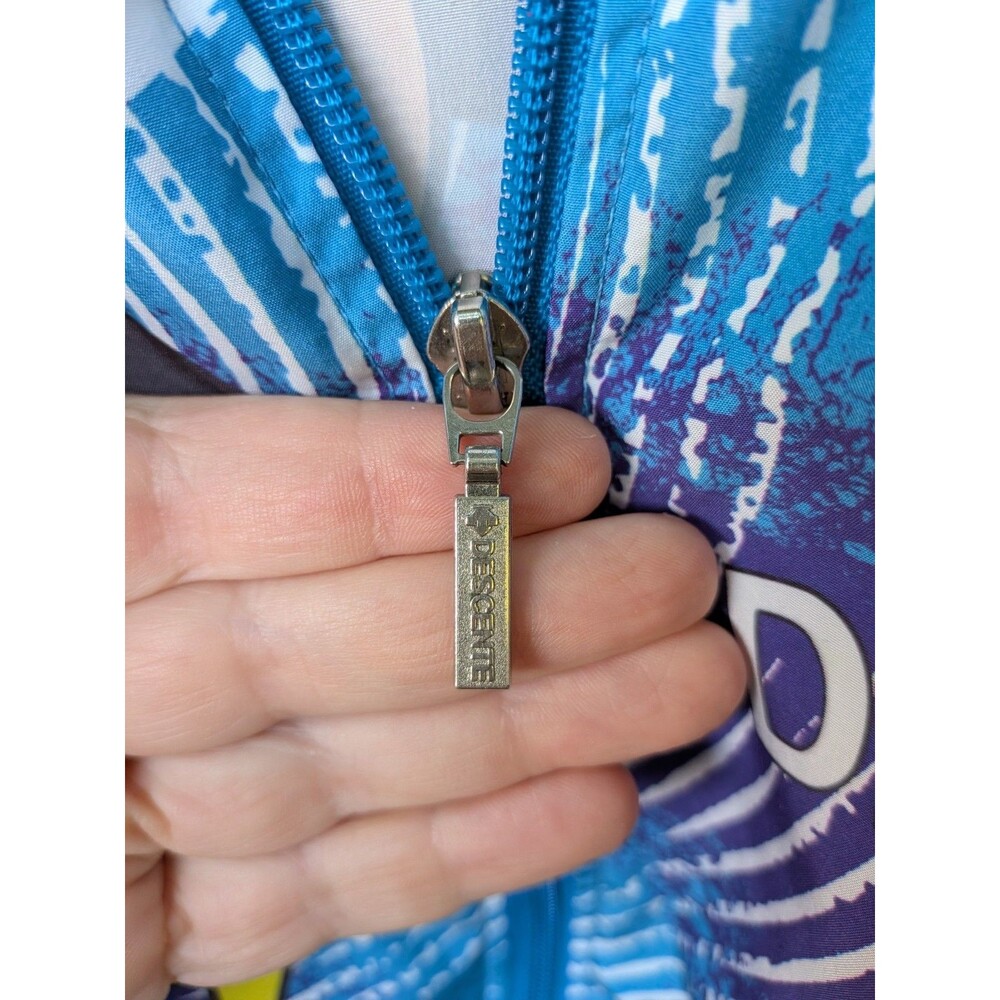 Vintage Descente Cycling Jacket Full Zip Large Blue Purple Geometric W@W! - Picture 6 of 8